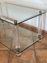 Table basse Roche Bobois. 1970. Lucite et verre.