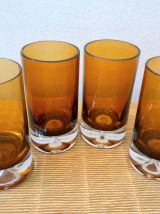 Service verres vintage goutte ambré 1970 