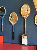 Miroir mural ovale bois raquette tennis vintage "Challenge"