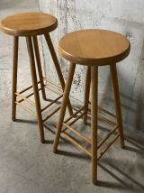 Paire de tabourets de bar en bois