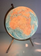 Globe vintage 1976 terrestre verre tripode doré Taride - 28 