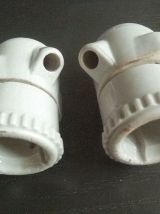 2 douilles  porcelaine blanche  , vintage