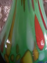 Vase soliflore vintage en verre soufflé multicolore