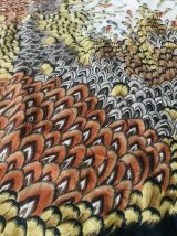 Foulard vintage plumes multicolores