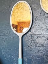 Miroir mural ovale plastique raquette vintage "Bleu"