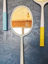 Miroir mural ovale plastique raquette vintage "Blanc"