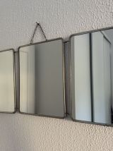 Miroir triptyque barbier brique vintage 1950 - 30 x 76 cm