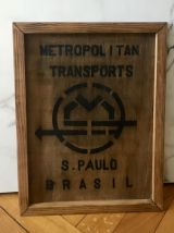 Plaque bois métro Brésil vintage