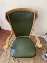 Fauteuil anglais cuir vert bouteille