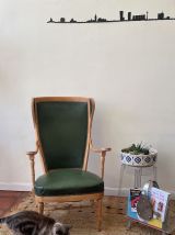 Fauteuil anglais cuir vert bouteille