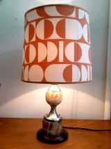 Lampe en marbre vintage et abat-jour fait main 