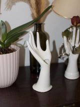 Vase soliflore baguier vintage en céramique blanche