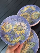 Assiettes vintage italy ceramique quadrifoglio tournesol