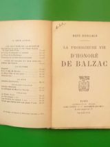 La Prodigieuse Vie D'Honoré de Balzac- René Benjamin- Plon  