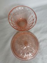 Sucrier boite en verre rose Art Déco