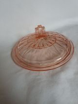 Sucrier boite en verre rose Art Déco