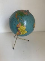 Globe vintage 1960 terrestre Taride tripode métal - 28 cm