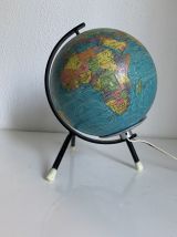 Globe vintage 1972 terrestre verre Taride tripode - 22 cm