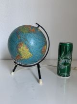 Globe vintage 1972 terrestre verre Taride tripode - 22 cm