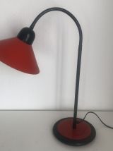 Lampe vintage 1970 bureau grande Aluminor tomate  - 55 cm