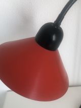 Lampe vintage 1970 bureau grande Aluminor tomate  - 55 cm