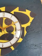 Horloge vintage pendule murale silencieuse années 60 Jaune 