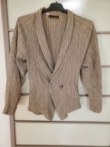 Tailleur coton froissé taupe années 90