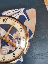 Horloge vintage pendule murale silencieuse Fleurs