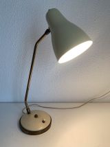 Lampe vintage 1950 de bureau crème laiton cocotte - 50 cm