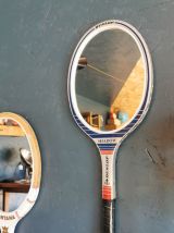 Miroir mural ovale bois raquette tennis vintage "Dunlop"