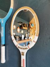 Miroir mural ovale bois raquette tennis vintage Montana