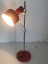 Lampe  vintage 1960 Monteuse Delmas rouge diable - 44 cm