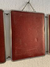 Miroir vintage 1950 triptyque barbier brique - 27 x 67 cm