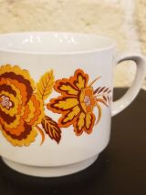 4 mugs vintage décor floral orange Monopoli