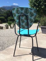 Fauteuil vintage moderniste noir et bleu turquoise