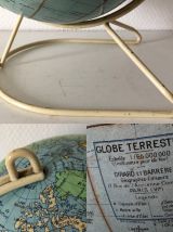 Globe terrestre vintage 1960 Girard Barrère crème - 26 cm