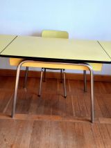 Table et chaises en formica jaune 1970 