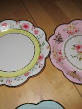 6 Assiettes a desserts en carton epais style vintage