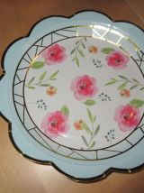 6 Assiettes a desserts en carton epais style vintage