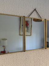 Miroir vintage 1900 triptyque barbier doré femme - 27 x 67 c