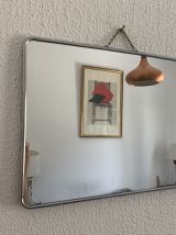 Miroir vintage 1960 barbier coiffeur rouge - 38 x 28 cm