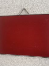 Miroir vintage 1960 barbier coiffeur rouge - 38 x 28 cm