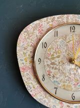 Horloge vintage pendule murale silencieuse années 60 Fleurs