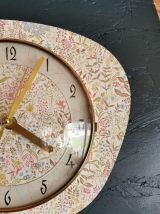 Horloge vintage pendule murale silencieuse années 60 Fleurs