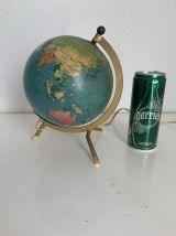 Globe vintage 1967 terrestre Taride tripode doré verre - 22 