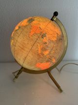 Globe vintage 1967 terrestre Taride tripode doré verre - 22 