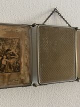 Miroir vintage 1910 triptyque cristal nickel femme enfant - 