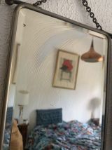 Miroir vintage 1910 triptyque cristal nickel femme enfant - 