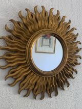 Miroir vintage 1960 soleil or sorcière - 47 cm