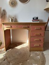 Bureau terracotta bois brut et sa chaise